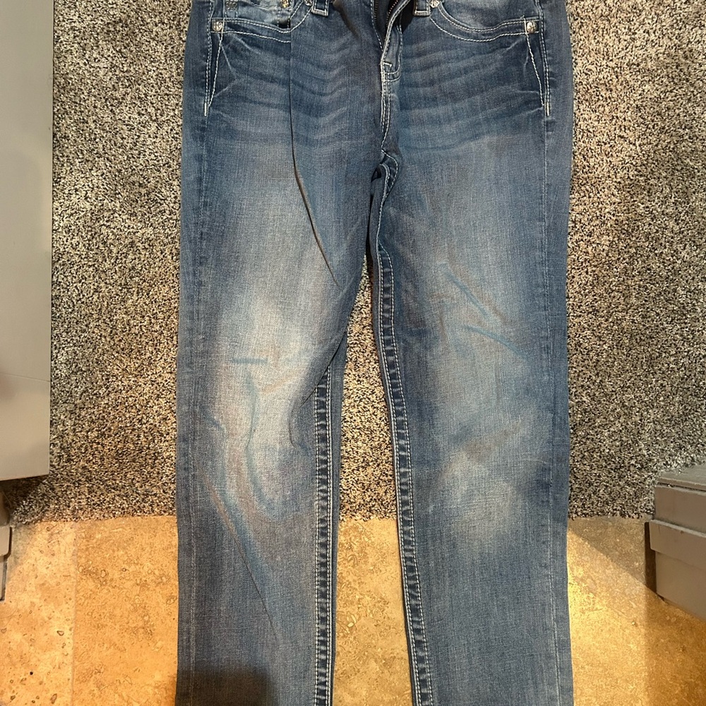 Women’s Blue Washed Straight-Leg Jeans